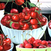 Bowl of Cherries on Black