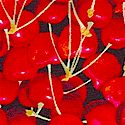 Farmers Market - Tossed Cherries on Black - SALE! (MINIMUM PURCHASE 1 YARD)