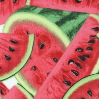 Tossed Juicy Watermelon Slices on White