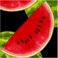 Watermelon and Watermelon Wedges on Black