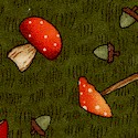 Fall Forest - Tossed Mushrooms and Acorns on Green by Debbie Mumm