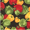 Farmer Johns Mini Sweet Bell Peppers on Black - SALE! (MINIMUM PURCHASE 1 YARD)