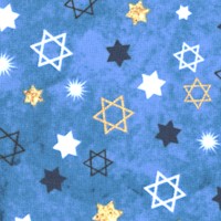 Stonehenge Happy Hanukkah - Tossed Gilded Stars of David on Blue