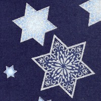 Stars of Light - Tossed Stars of David with Metallic Highlights on Navy Blue