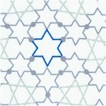 Blue Holiday - Linked Stars of David on Ivory 