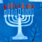 Hallmark Collection - Rows of Chanukah Menorahs on blue