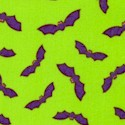 Trick or Treat - Tossed Purple Bats on Bright Green