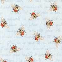 From the Garden - Tossed Bees on Blue Tonal Text by Jane Maday