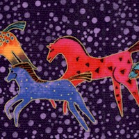 Fiesta Horses - Gilded Pictorial Vertical Stripe by Laurel Burch