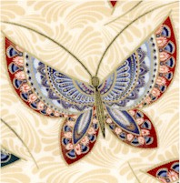Butterfly Fandango - Elegant Gilded Butterflies on Beige Texture