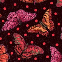 Flutter Bright - Tossed Butterflies and Polka Dots on Black