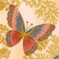 Tuscan Wildflower 3 - Gilded Butterflies and Flowers on Beige by Peggy Toole