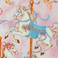 Carousel Dreams - Carousel Horses on Pink by Cynthia Coulter