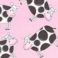 Whimsical Tossed Cows on Pink