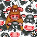 Barnyard -Whimsical Packed Cows and Bulls