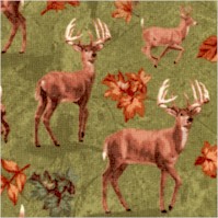 Forest - Majestic Deer and Leaves on Green by Whistler Studios