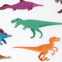 Alphabetosaurus - Colorful Dinosaurs on Ivory - SALE! (MINIMUM PURCHASE 1 YARD)