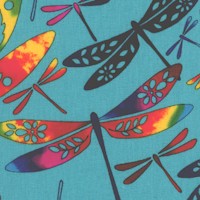 Flight of Colors - Rainbow Dragonflies on Turquoise