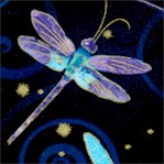 Dragonfly Dance - Tossed Gilded Dragonflies on Navy Blue