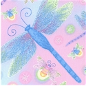 Dragonflies and Lightning Bugs on Pink with Stardust Glitter