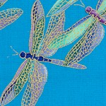 Shimmer Gilded Dragonflies on Turquoise