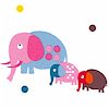 Entertaining Elephants on Cream Polka Dot - LTD. YARDAGE AVAILABLE