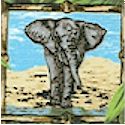 Elephants - Small Framed Portraits on Jungle Foliage