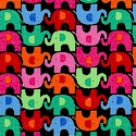 Colorful Mini Elephants on Black - LTD. YARDAGE AVAILABLE