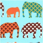 Urban Circus - Rows of Patterned Elephants on Blue