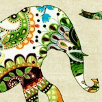 Caravan - Tossed Patterned Elephants by Dan Morris LTD. YARDAGE AVAILABLE 