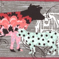 Urban Farm - Funky Farmyard Animal Vertical Stripe by Keri Bayer