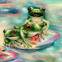 Wild Magic - Whimsical Frogs on Lily Pads by Jody Bergsma