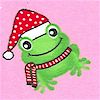 Tossed Whimsical Frogs in Holiday Hats and Scarves on Pink FLANNEL