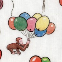 Curious George and Balloons on White