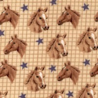 American West - Small Scale Horses and Stars on Beige