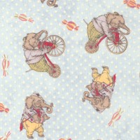 Hullabaloo - Cycling Elephants on Green Polka Dots by Iron Orchid Designs