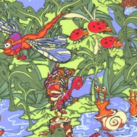 River Bugs - Whimsical Bugs at Play - SALE! (MINIMUM PURCHASE 1 YARD)