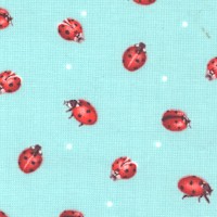 Poppy Perfection - Tossed Ladybugs on Aqua  by Jane Shasky of Janes Garden