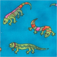 Fantasy Pony - Tossed Colorful Lizards on Turquoise