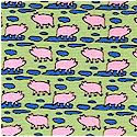 Mini Prints - Tiny Pigs on Green - LTD. YARDAGE AVAILABLE