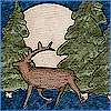 Pinewood Lake Deer  Moose and Bear on Teal Blue