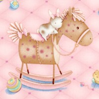 Hallmark Collection - Baby Rockinghorse Gathering on Pink