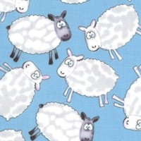Tossed Whimsical Sheep on Blue
