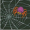 Cute Colorful Spiders on Webs on Black -SALE! (ONE YARD MINIMUM PURCHASE)