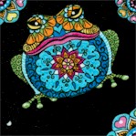 Mandala Tango - Frogs on Black by Hope Yoder