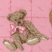 Teddy Bear Toss on Pink by Patty Reed - SALE! (MINIMUM PURCHASE 1 YARD)