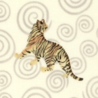 Tigers - Small Scale Tigers on Swirls - SALE! (MINIMUM PURCHASE 1 YARD)