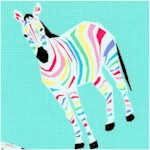 Tossed Rainbow Zebras on Aqua