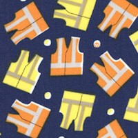 The Big Dig - Tossed Construction Vests on Blue by Whistler Studio