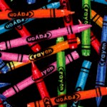 Tossed Bright Crayons on Black